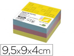 Taco 400 notas Liderpapel sin encolar amarillo azul rosa 95x90x40mm.  80g/m²